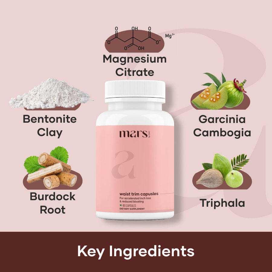 Mars Waist Trim Capsules : Powered With Magnesium Citrate, Bentonite Clay & Triphala