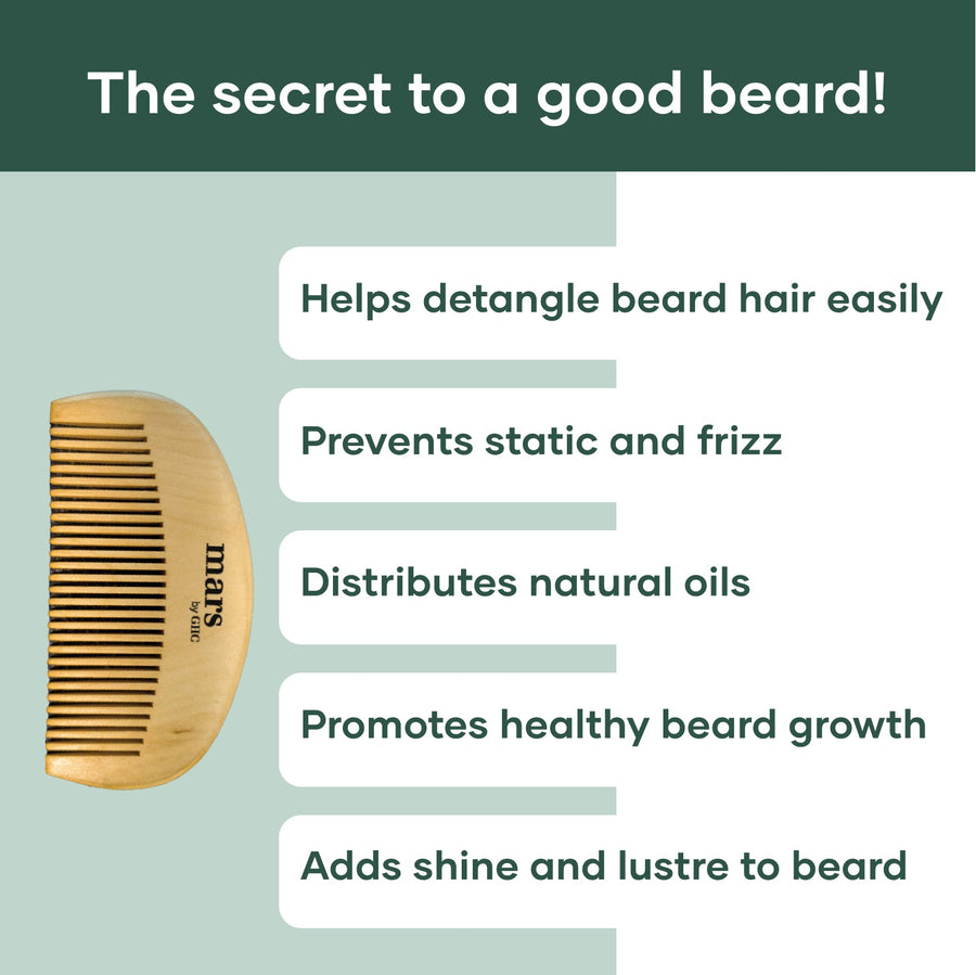 Wooden Beard Comb | Made With Neem Wood | Better Beard Shape | Pocket Size | Dandruff control Itch free beard